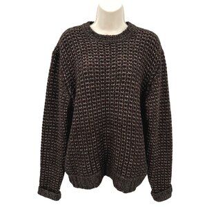 Saks Fifth Avenue Womens  Modern Italian Brown Multi Wool Blend Sweater L/G